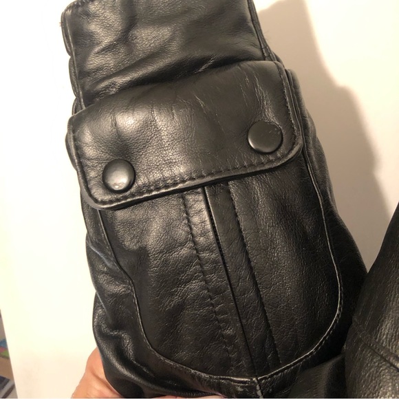 First Gear Black Leather Motorcycle Jacket Womens L with Removable Thermolining - Picture 5 of 16